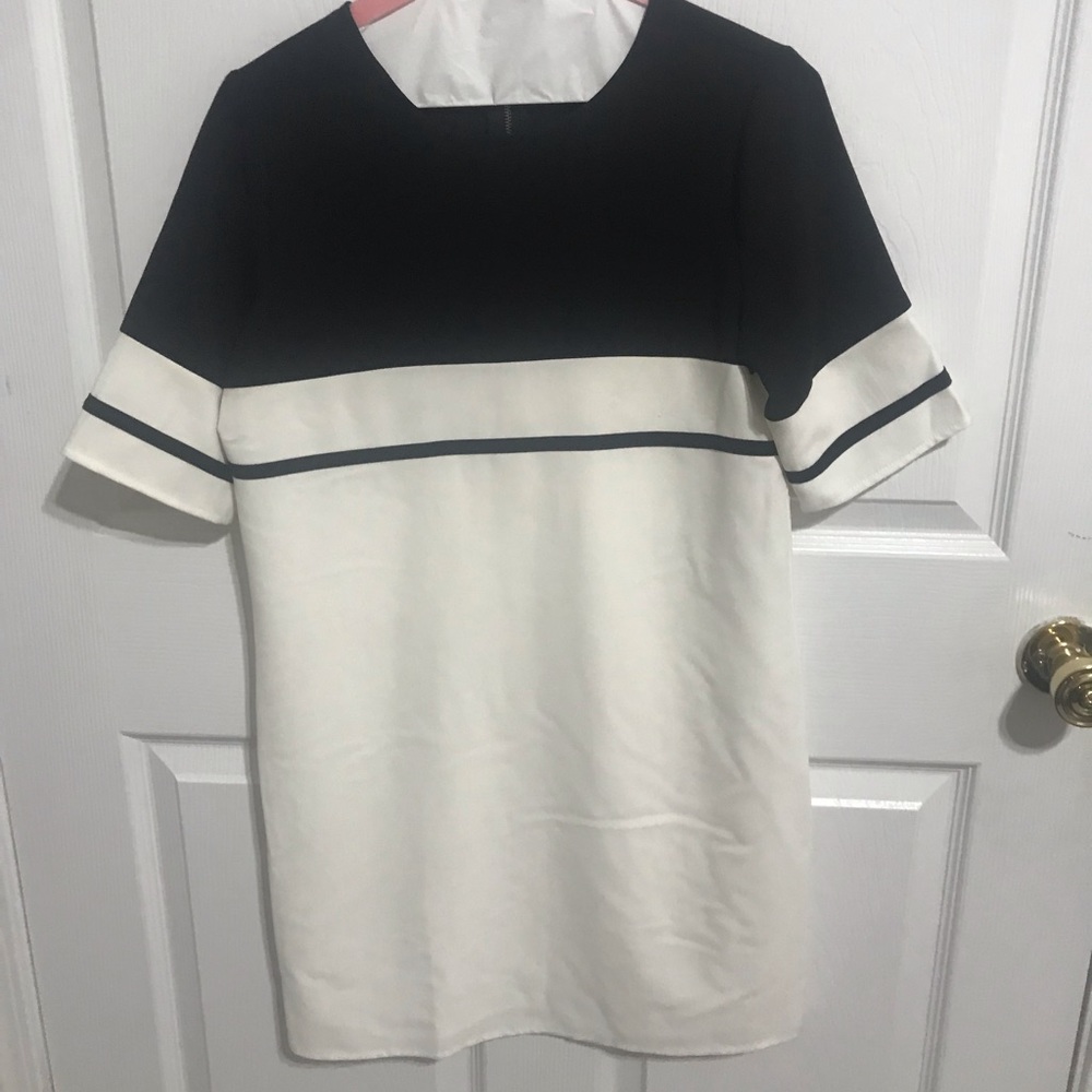 Black and white shift dress